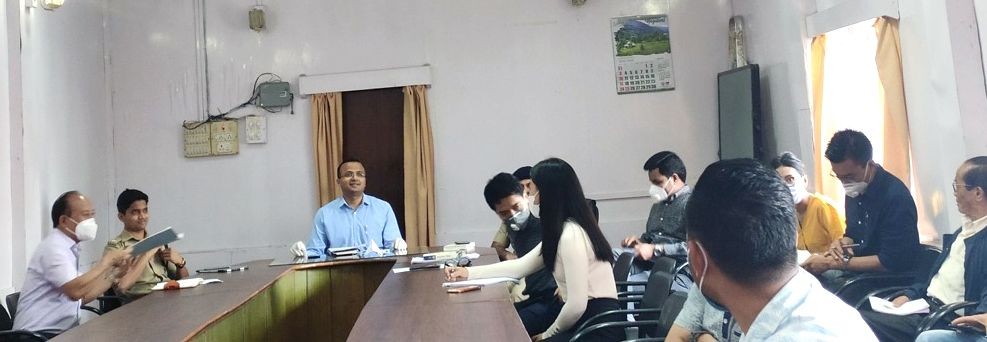 DC and Chairman DTF Tuensang, Kumar Ramnikant addressing the Tuensang District Task Force for COVID-19 meeting held at DC Conference Hall, Tuensang. (DIPR Photo)